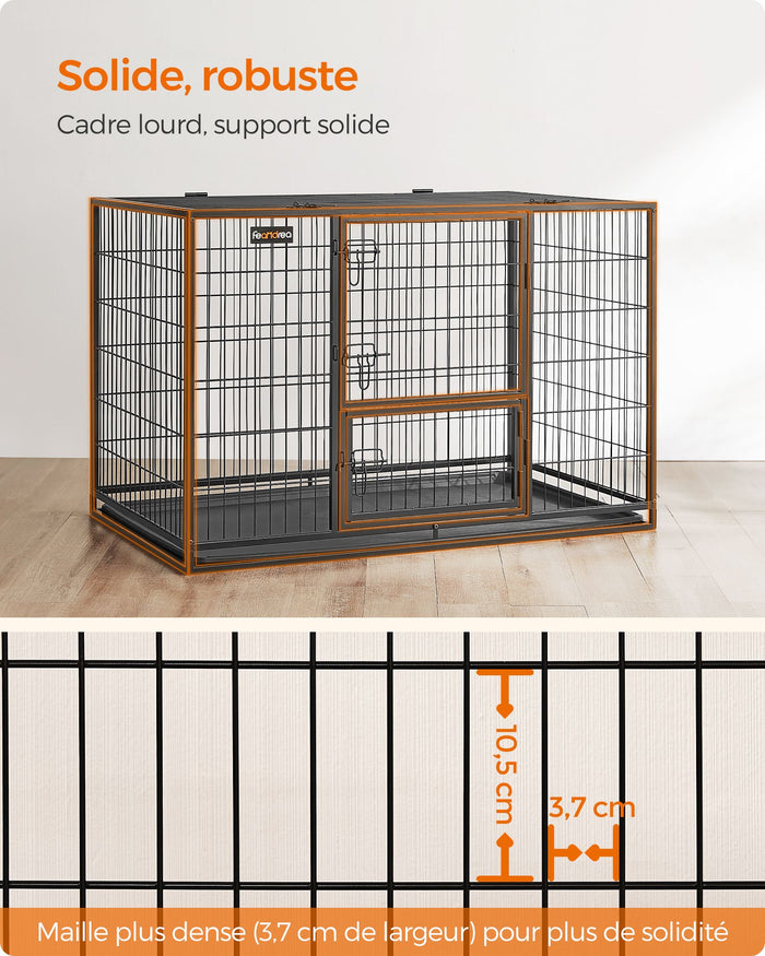 Gabbia per cani resistente 107 x 70 x 749 cm per cani di taglia grande e media doppia porta antifuga recinti per cani rimovibili e facili da pulire XL nera 12_0004772