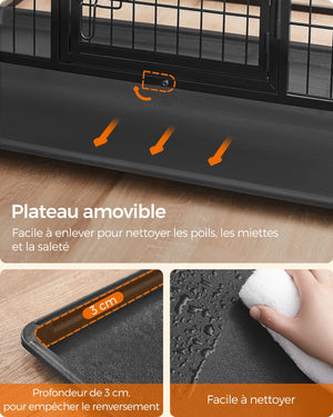 Gabbia per cani resistente 107 x 70 x 749 cm per cani di taglia grande e media doppia porta antifuga recinti per cani rimovibili e facili da pulire XL nera 12_0004772