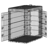 Gabbia per cani 2 porte pieghevole trasportabile con maniglie e vassoio formato XL 91 x 56 x 64 cm nero 12_0004782