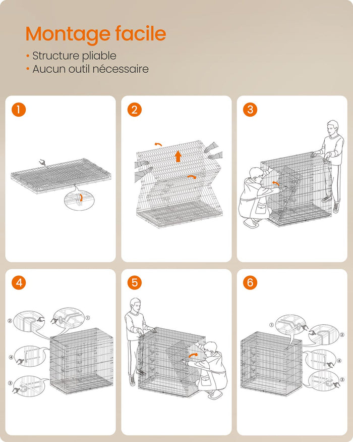 Gabbia per cani 2 porte pieghevole trasportabile con maniglie e vassoio formato XL 91 x 56 x 64 cm nero 12_0004782