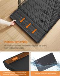 Gabbia per cani 2 porte pieghevole trasportabile con maniglie e vassoio formato XL 91 x 56 x 64 cm nero 12_0004782