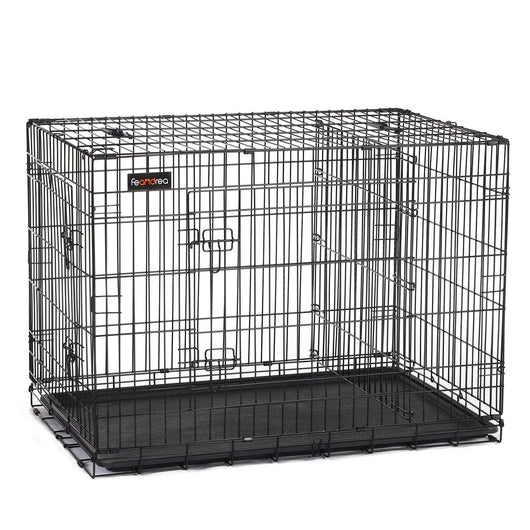 Gabbia per cani 2 porte pieghevole trasportabile con maniglie e vassoio taglia XXXL 122 x 76 x 81 cm nero 12_0004784