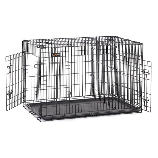 Gabbia per cani 2 porte pieghevole trasportabile con maniglie e vassoio taglia XXXL 122 x 76 x 81 cm nero 12_0004784