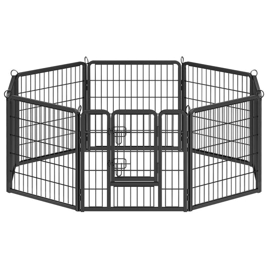 Recinzione per cani e animali in acciaio e truciolato porta scorrevole con doppia chiusura misura XXL 122 x 80 x 70 cm nero 12_0004691