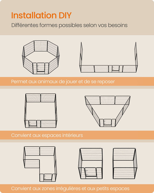 Recinzione per cani e animali in acciaio e truciolato porta scorrevole con doppia chiusura misura XXL 122 x 80 x 70 cm nero 12_0004691