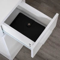 Scrivania Angolare Moderna in Legno con Cassetto, Armadietto e Mensole, Arredamento per Ufficio e Casa, Bianco