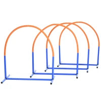Set Agility Dog con 4 Archi Componibili e Borsa da Trasporto, in PE e ABS, 88x64x95 cm, Blu e Arancione