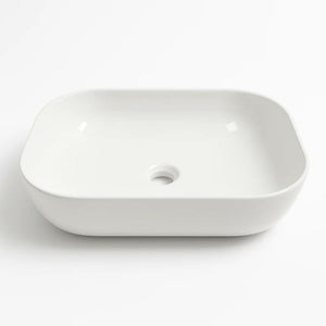 Lavabo da appoggio ceramica bianco rettangolare arredo bagno cm 45,5x32,5x13,5 *** finitura- lucido, confezione 1