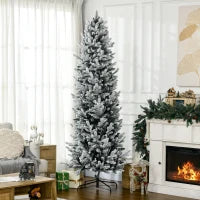 Albero di Natale Innevato 225cm con 988 Rami e Base in Acciaio per Interni con Apertura Automatica