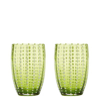 Zafferano Perle Bicchiere Colori misti 2 - Vetro Colorato Soffiato a Bocca, 32 cl, Lavorato a Mano - Set 6 Tumblers Artigianali per Acqua o Cocktail