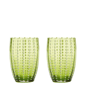 Zafferano Perle Bicchiere Colori misti 2 - Vetro Colorato Soffiato a Bocca, 32 cl, Lavorato a Mano - Set 6 Tumblers Artigianali per Acqua o Cocktail