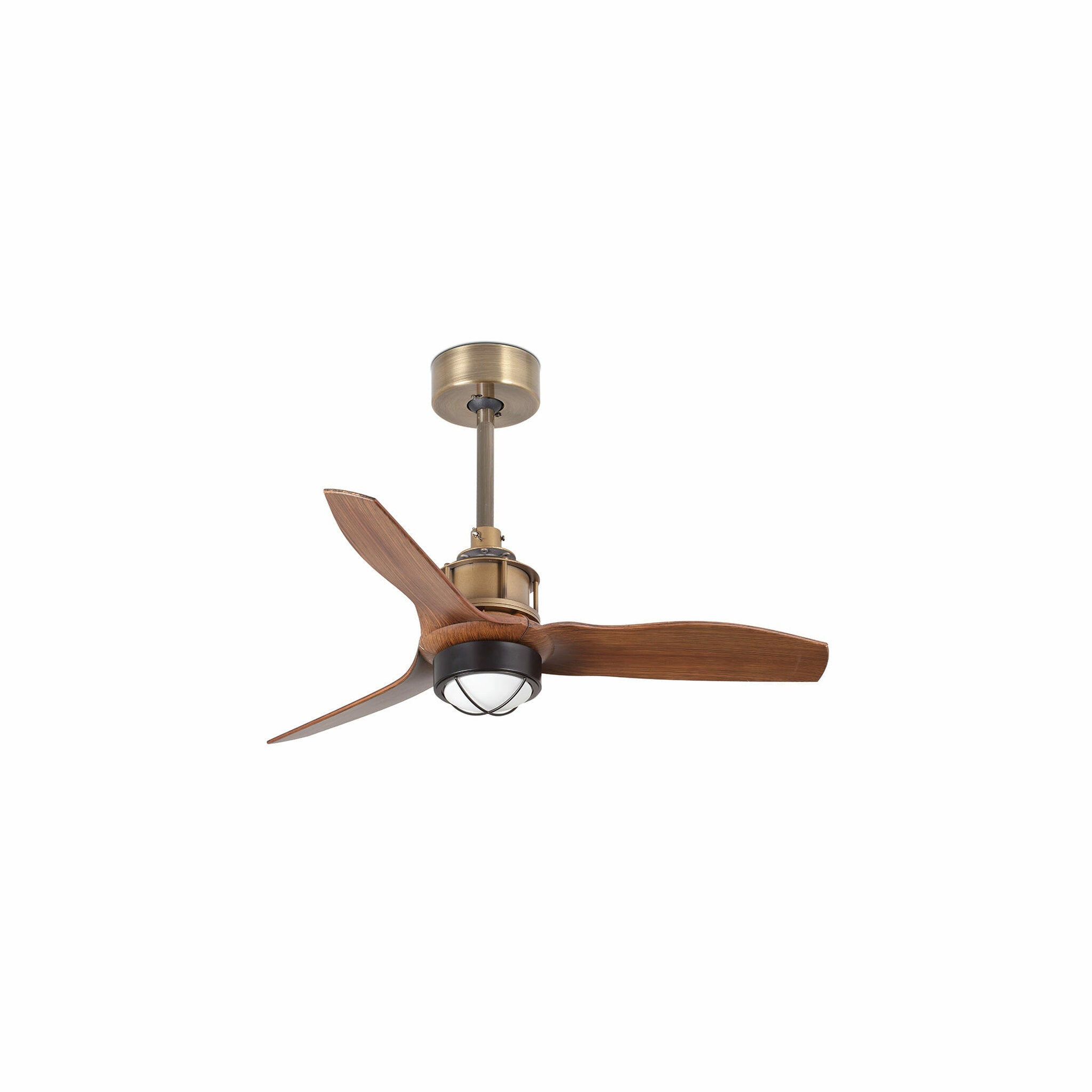 JUST FAN XS LED Ventilatore da soffito oro vecchio/legno 81cm