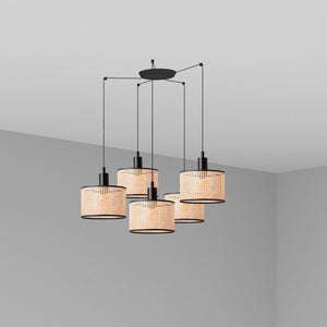 MAMBO 210 5L Lampada sospensione nera/ratan