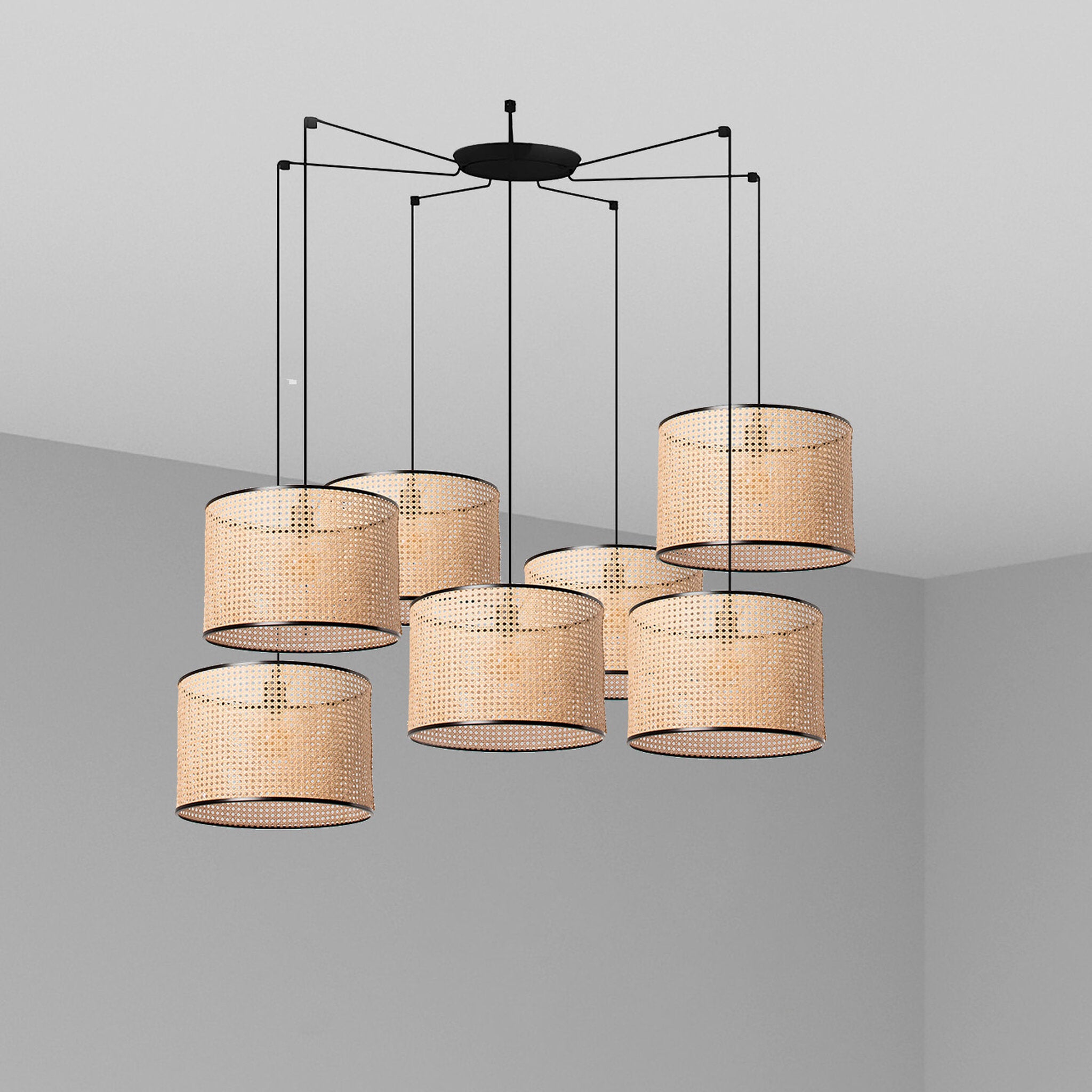 MAMBO 450 7L Lampada sospensione nera/ratan