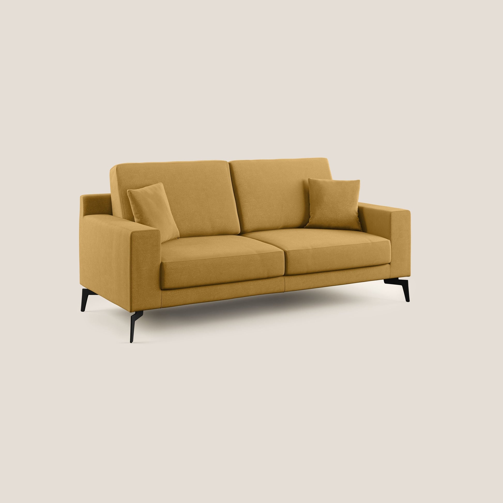 Divano 3 Posti 206x95x91 cm in Tessuto Giallo