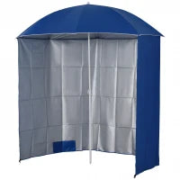 Ombrellone da Spiaggia con Tenda Integrata, in Metallo e Poliestere, Ø220x220 cm, Blu