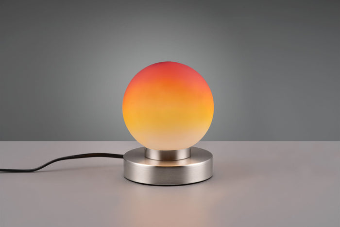 PRINZ II LAMPADA ACCIAIO E SFERA COLORATA ARANCIONE  H 15CM 1 LUCE ATTACCO E14