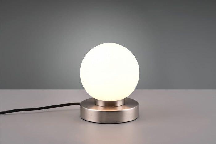 PRINZ II LAMPADA ACCIAIO SFERA BIANCA H.15CM 1 LUCE ATTACCO E14