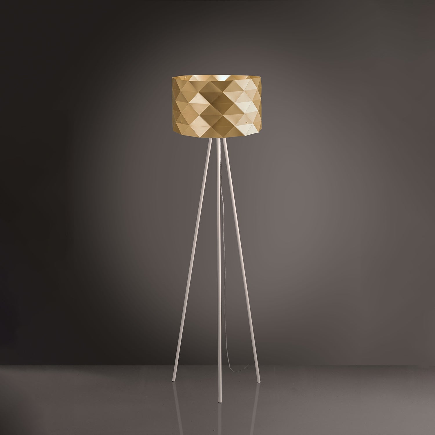 Piantana Moderna 3 Piediprisma Polilux ® New Gold E Metallo 1 Luce E27