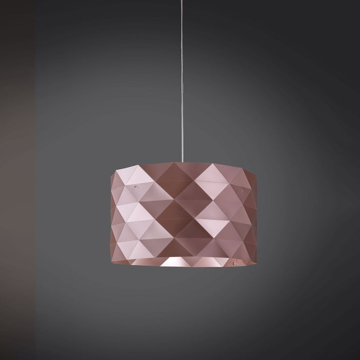 Lampadario Moderno Prisma Polilux ® Pink Metal E Metallo Cromo 5 Luci E27