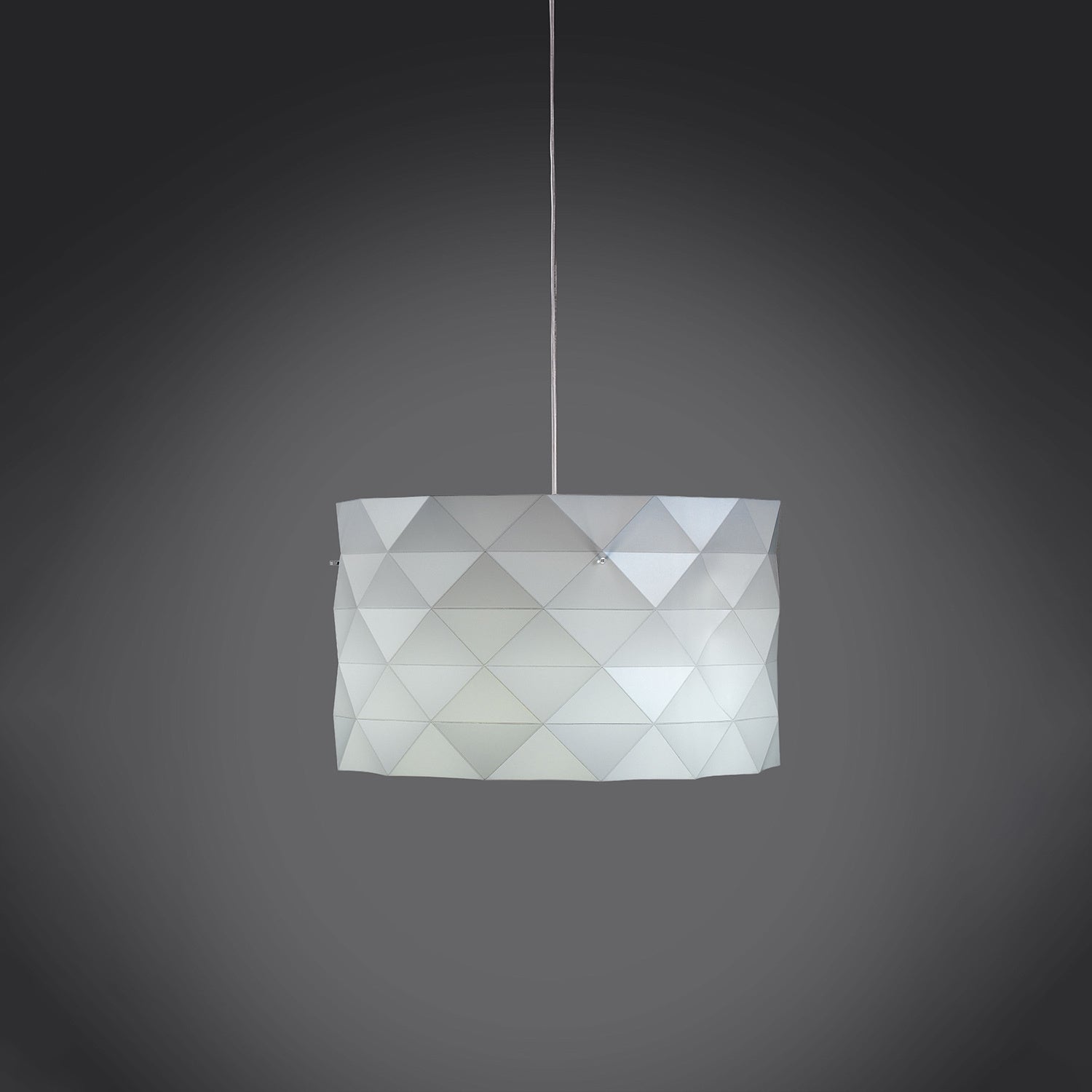 Sospensione Moderna Prisma Polilux ® Bianco E Metallo Cromo 1 Luce E27 D40Cm