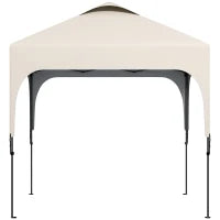 Gazebo 2,5 x 2,5 m da Giardino Pop-up Pieghevole con Altezza Regolabile, Sacca per il Trasporto Inclusa, in Oxford Anti-UV50+, Telaio in Acciaio, Beige