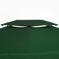 Copertura per Gazebo 4x3 m a 2 Livelli in Poliestere con Cinghie e 10 Fori di Drenaggio, Verde