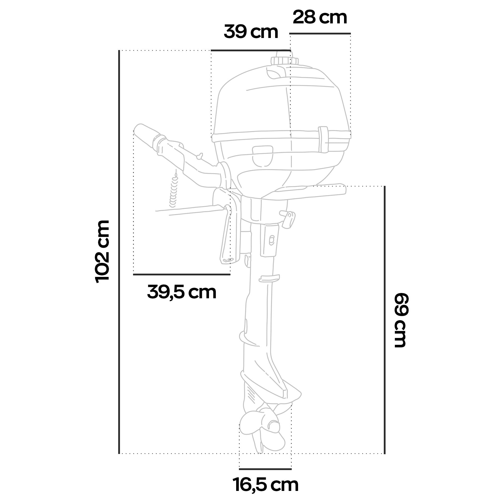 Krave 2.5 - Motore Marino Fuoribordo a Benzina 4 Tempi 72cc 2.5 Hp Gambo Corto per Gommoni Barche da Pesca