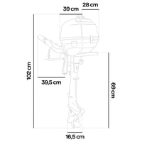Krave 2.5 - Motore Marino Fuoribordo a Benzina 4 Tempi 72cc 2.5 Hp Gambo Corto per Gommoni Barche da Pesca