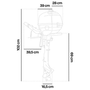 Krave 2.5 - Motore Marino Fuoribordo a Benzina 4 Tempi 72cc 2.5 Hp Gambo Corto per Gommoni Barche da Pesca