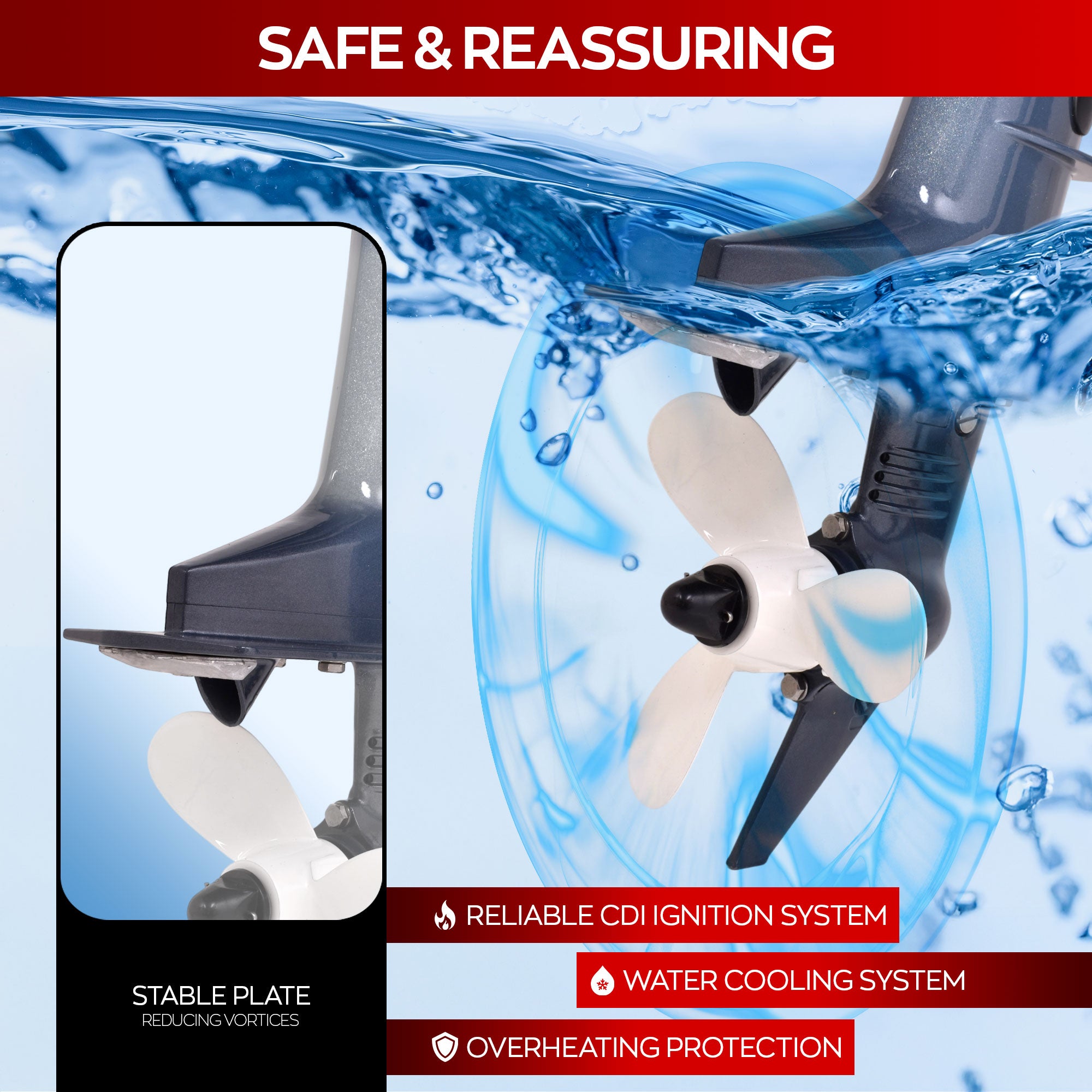 Krave 2.5 - Motore Marino Fuoribordo a Benzina 4 Tempi 72cc 2.5 Hp Gambo Corto per Gommoni Barche da Pesca