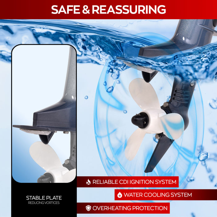 Krave 2.5 - Motore Marino Fuoribordo a Benzina 4 Tempi 72cc 2.5 Hp Gambo Corto per Gommoni Barche da Pesca