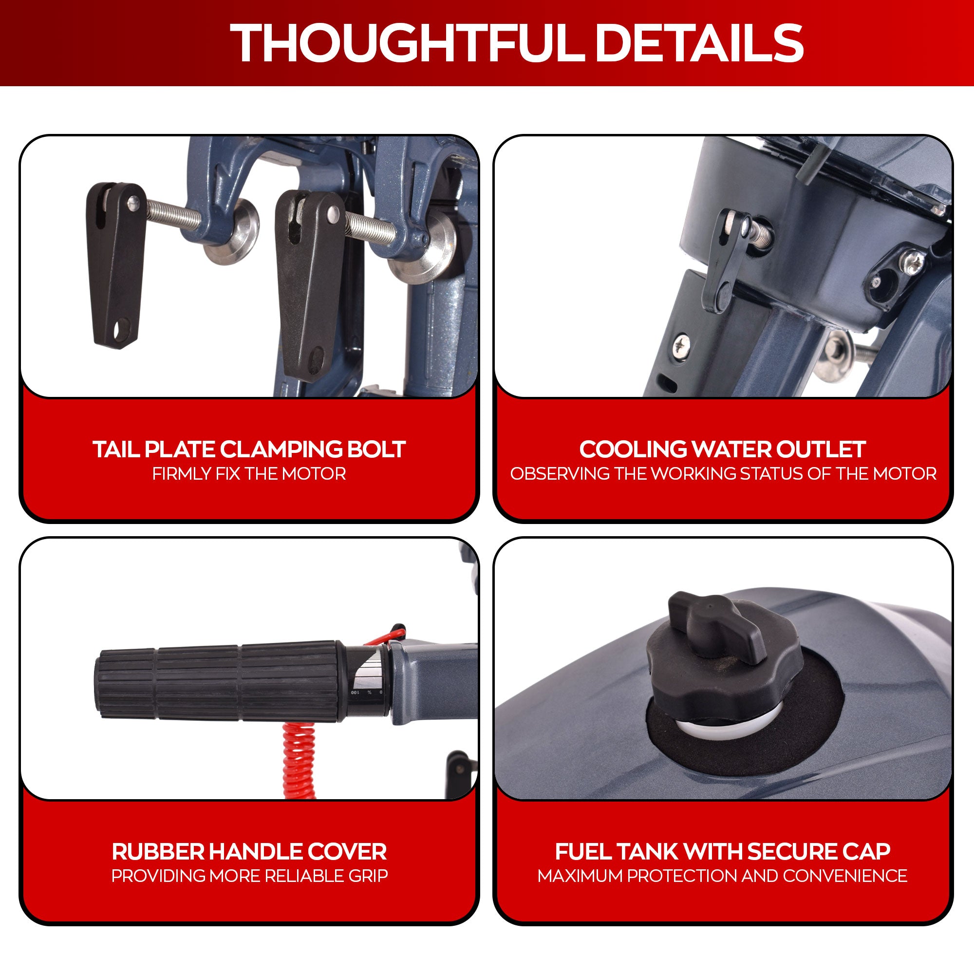 Krave 2.5 - Motore Marino Fuoribordo a Benzina 4 Tempi 72cc 2.5 Hp Gambo Corto per Gommoni Barche da Pesca