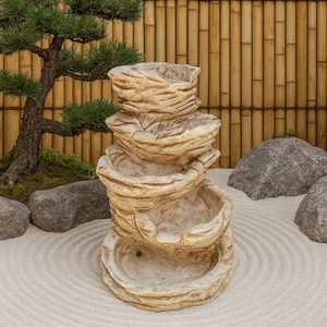 Fontana giardino niagara marrone calcestruzzo senza rubinetto 70 x 60 x h.95 cm