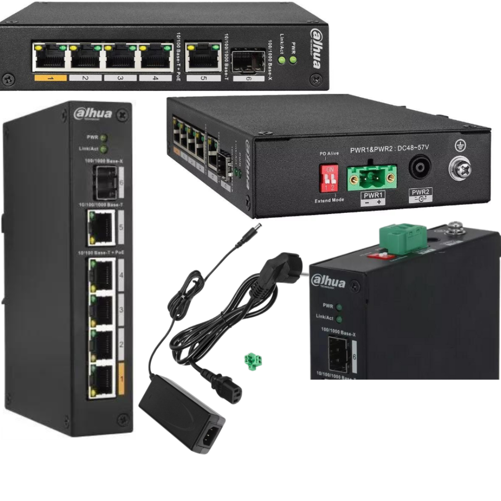 Switch di rete industriale 4 porte poe + 1 sfp + 1 uplink 1000mbps
