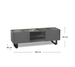 Pegaso - Mobile TV (140 x 40 x H 45 cm) in ceramica grigio scuro