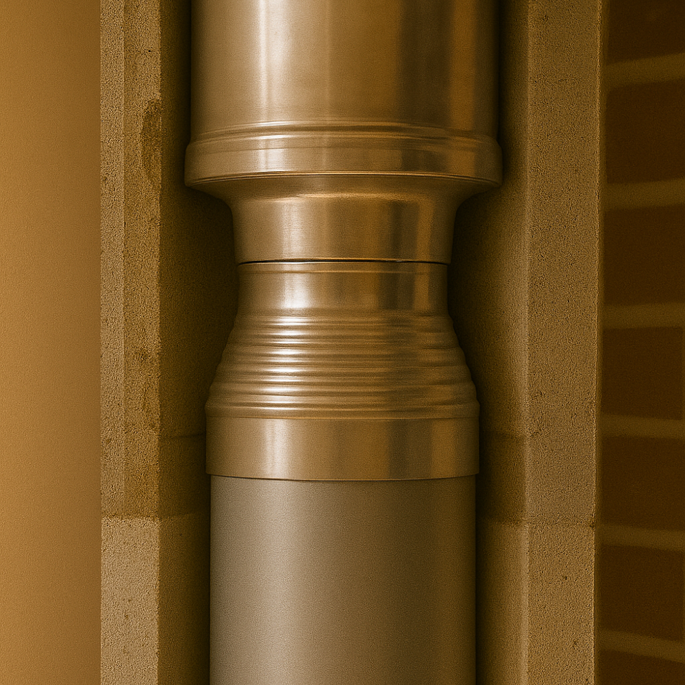 Aumento canna fumaria acciaio inox mono parete sp. 0,5 mm finitura ba lucida *** misura Ø 250/300 mm, confezione 1