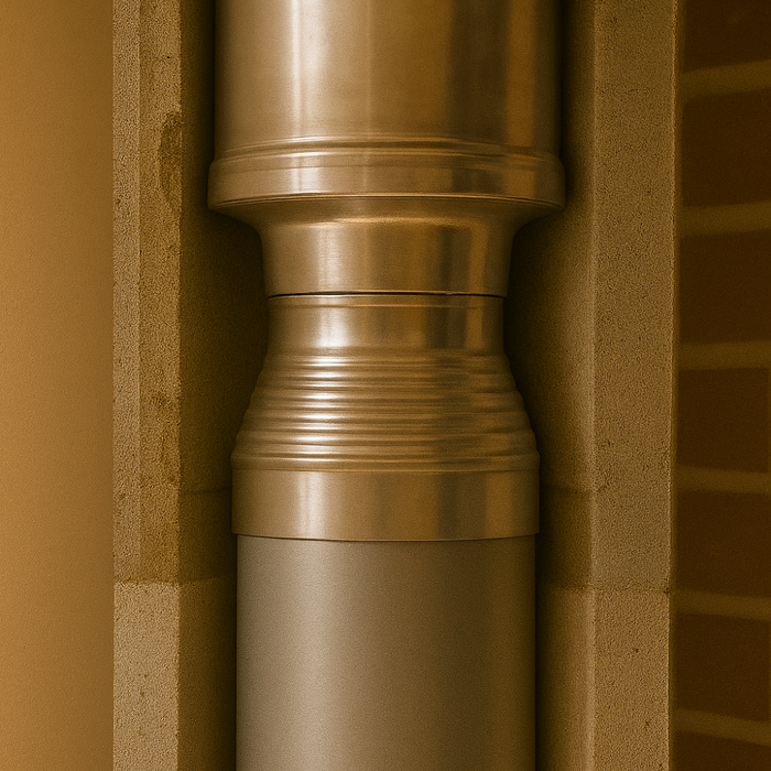 Aumento canna fumaria acciaio inox mono parete sp. 0,5 mm finitura ba lucida *** misura Ø 250/300 mm, confezione 1