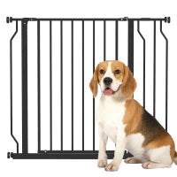 Cancelletto di Sicurezza per Cani Estensibile 75-95 cm in Acciaio e ABS, 75-95x76 cm, Nero