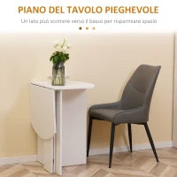 Tavolo da Pranzo Pieghevole Salvaspazio in Legno, 90x60x74cm, Bianco