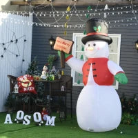 Pupazzo di Neve Gonfiabile Gigante 242cm con Luci a LED, Decorazione Natalizia per Esterno Impermeabile