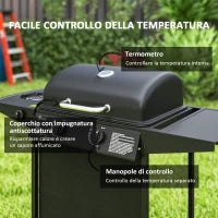 Barbecue a Gas con 3 Bruciatori Indipendenti e Coperchio con Termometro, 108x54x97 cm, Nero