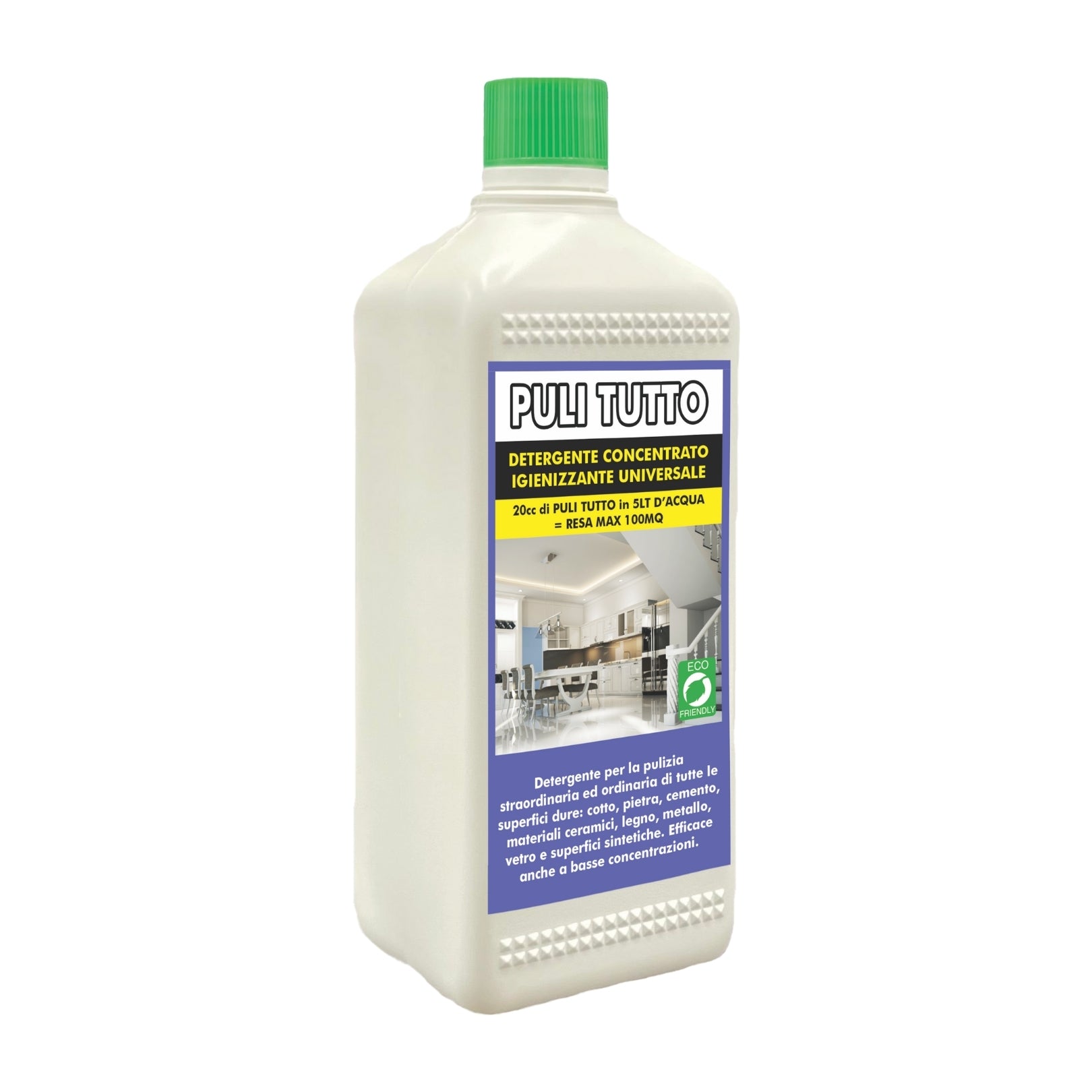 Detergente universale per superfici dure, come cotto, pietra, cemento, metalli, legno. Efficace anche a basse concentrazioni.  1LT