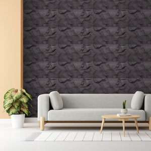 Rushmore - Set 2 pannelli decorativi 3D da parete 120x60x9 cm effetto pietra in PU Grigio Antracite