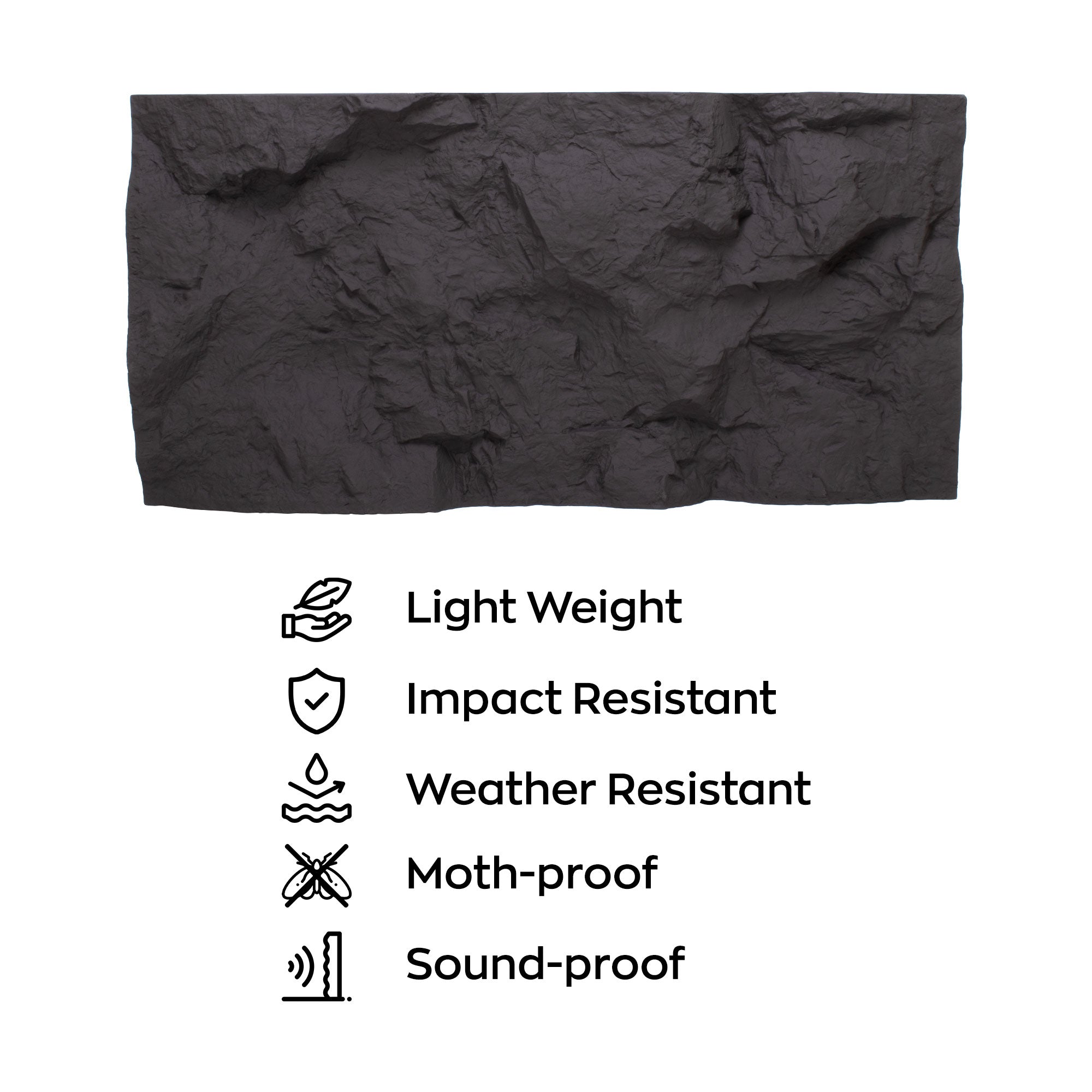 Rushmore - Set 2 pannelli decorativi 3D da parete 120x60x9 cm effetto pietra in PU Grigio Antracite