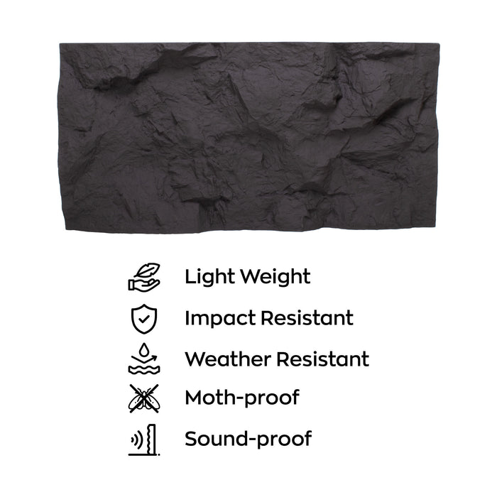 Rushmore - Set 2 pannelli decorativi 3D da parete 120x60x9 cm effetto pietra in PU Grigio Antracite