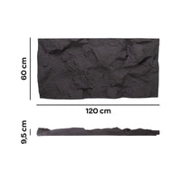 Rushmore - Set 2 pannelli decorativi 3D da parete 120x60x9 cm effetto pietra in PU Grigio Antracite