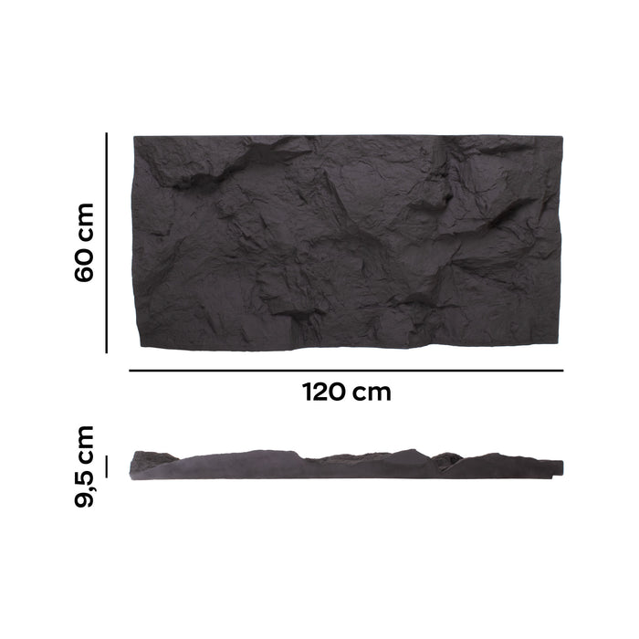 Rushmore - Set 2 pannelli decorativi 3D da parete 120x60x9 cm effetto pietra in PU Grigio Antracite