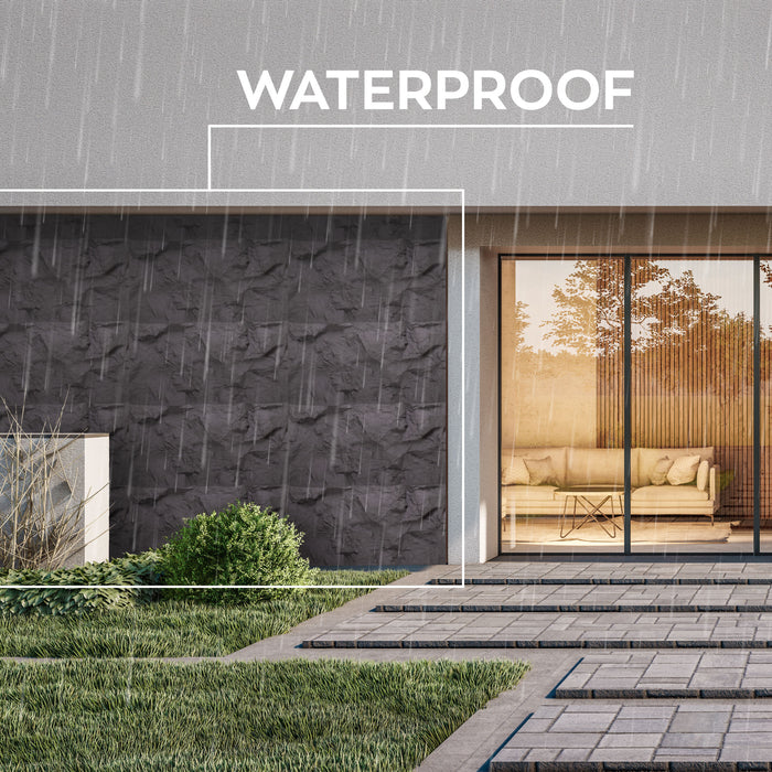 Rushmore - Set 2 pannelli decorativi 3D da parete 120x60x9 cm effetto pietra in PU Grigio Antracite