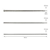 PUNTE PER TRAPANO DEMOLITORE MARTELLO 3 PZ 1000 MM ATTACCO SDS PLUS 100CM X MURO